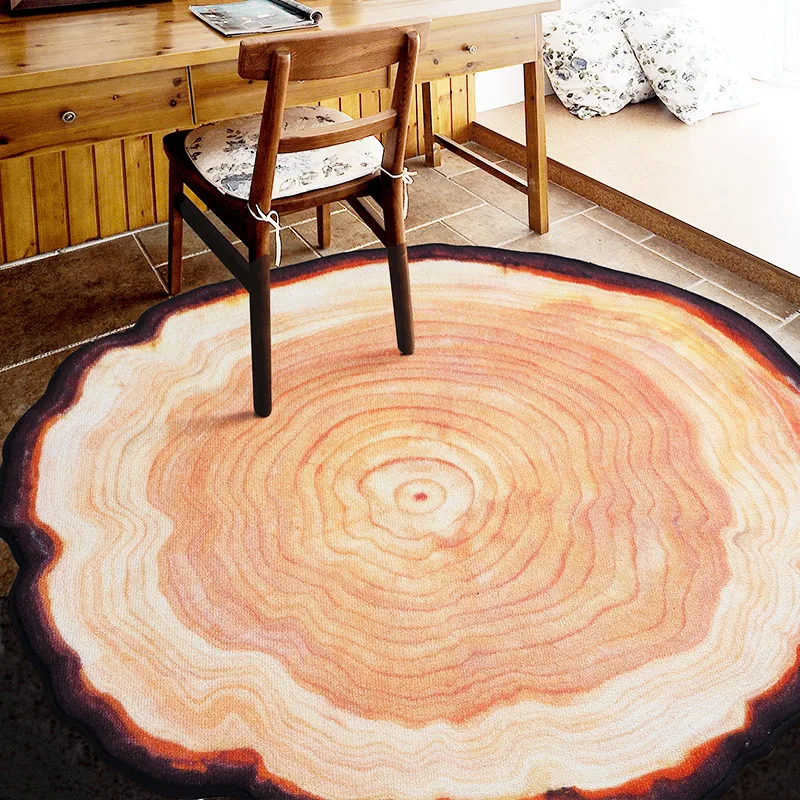 شخصية شجرة القديمة حلقات صالون لون الخشب جولة floormats السجادة الباب ماتس نوم غرفة المعيشة أريكة الجدول منطقة السجاجيد ديكو