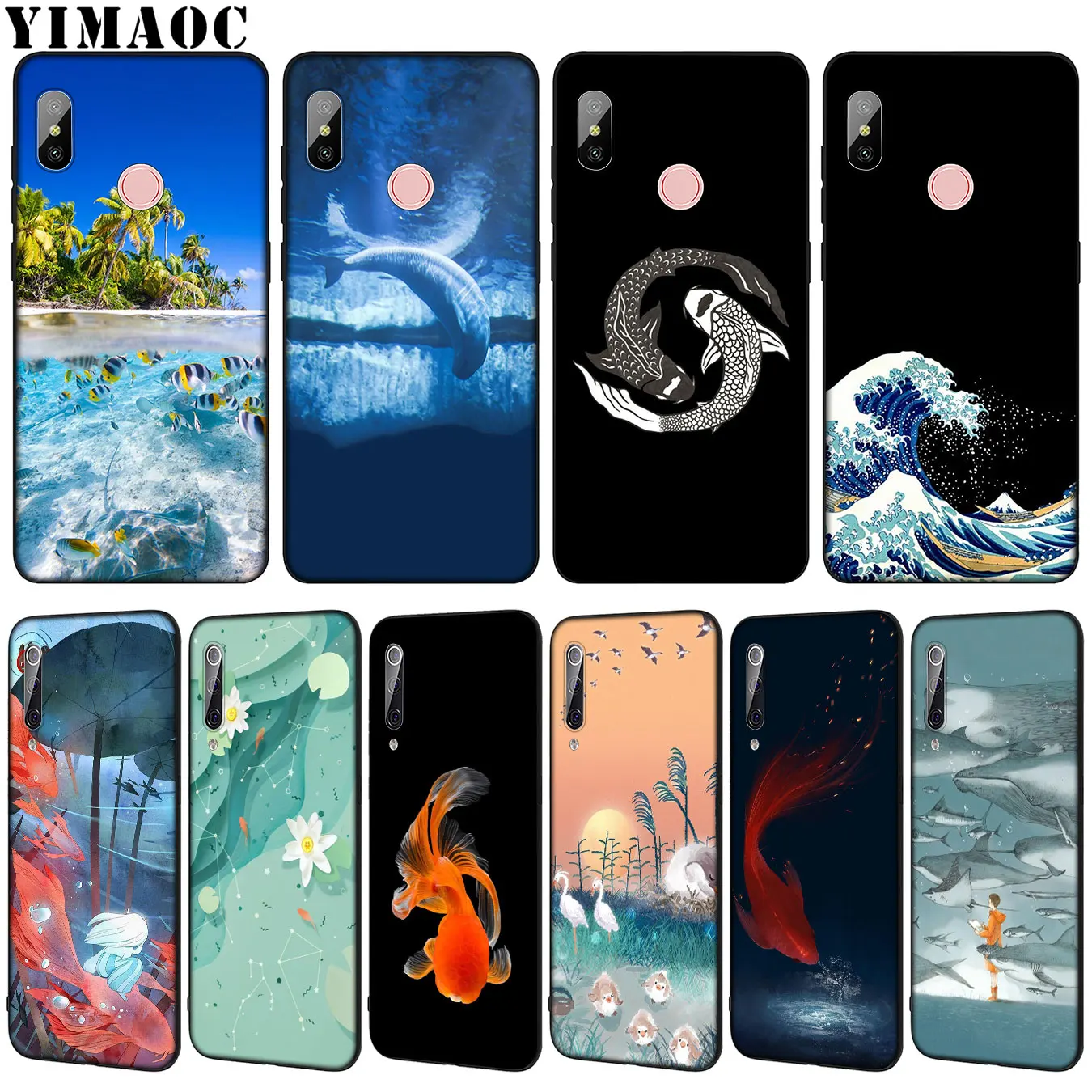 

YIMAOC Fish ocean Beach Chinese style Soft Silicone Case for Xiaomi Mi 9 9T CC9 CC9E A3 PRO 8 SE A2 Lite A1 6 6X 5X f1 MAX 3