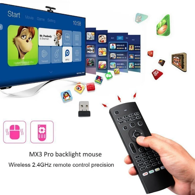 

2.4G Remote Control IR MX3-L Air Mouse Backlight Wireless Keyboard Learning Fly Air Mouse Backlit For Android TV Box PC