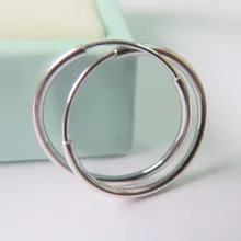 Новые однотонные чистый au750 18 К белого золота Для женщин ровный круг Серьги-кольца 1.5-2 г