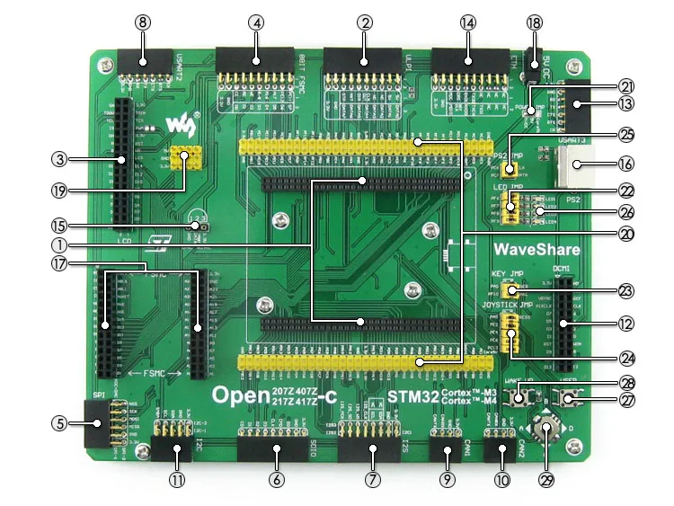 Open407Z-C упаковка A = STM32 плата ARM Cortex-M4 STM32F407ZxT6 MCU STM32 макетная плата+ 3,2 дюймов 320x240 сенсорный ЖК+ 8 модуль комплект