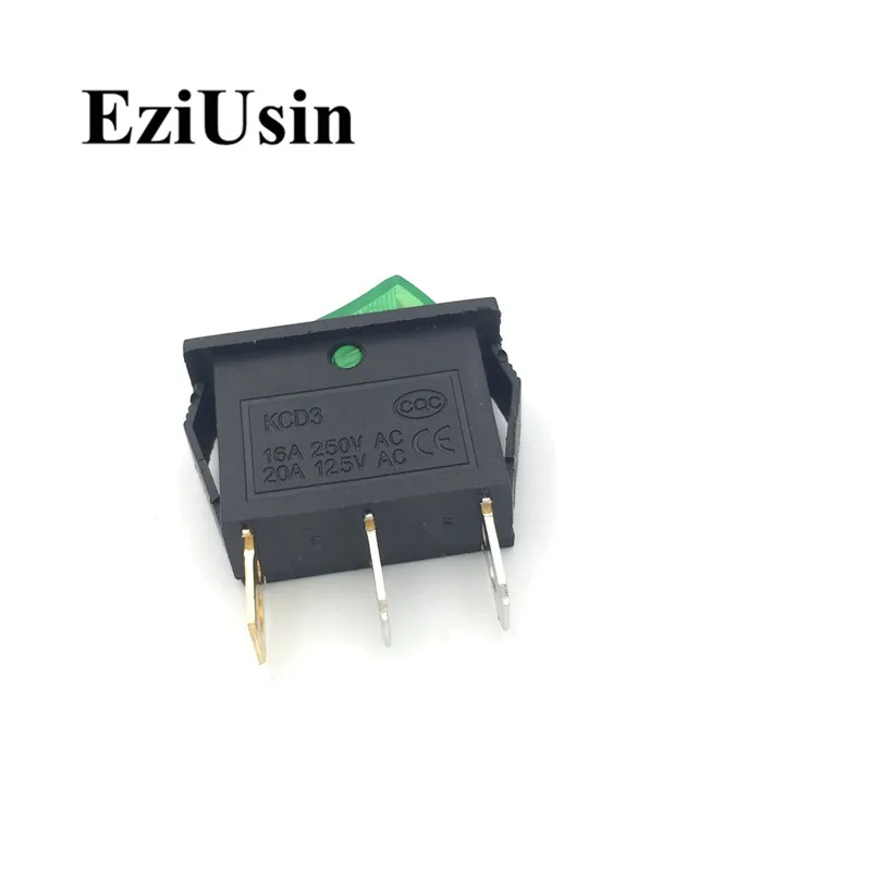 1 шт. ВКЛ ВЫКЛ KCD3 101N 3pin Зеленый Красный светильник автомобильный кулисный