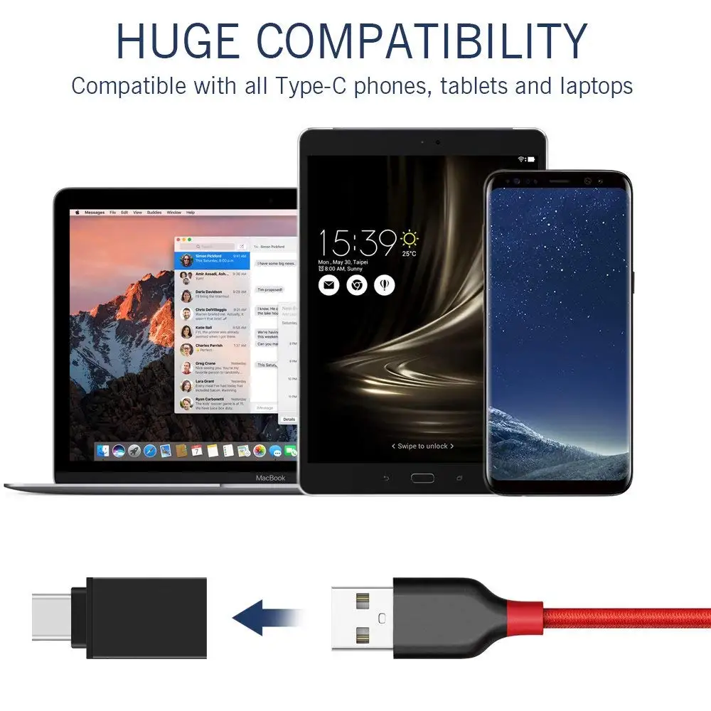 Ascromy 2PCS USB-C to USB 3.0 Adapter OTG For Xiaomi Mi6 Mi8 Mi 8 6 A2 Samsung Galaxy S8 S9 Plus Note 9 8 lg g6 Type C Typec OTG (5)
