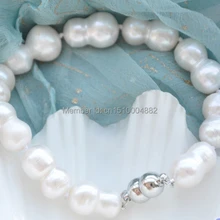Shitou 00368 " 17 мм белый барокко двойной пресной воды жемчужный браслет