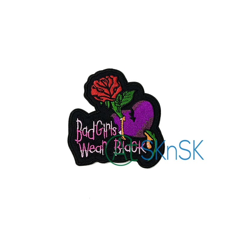 

1PCS/Lot Iron-on Bad Girls ROSE Embroidered Patch Sew-on Clothes Applique DIY Handmade Arts Crafts Stickers 8.5*9.3cm