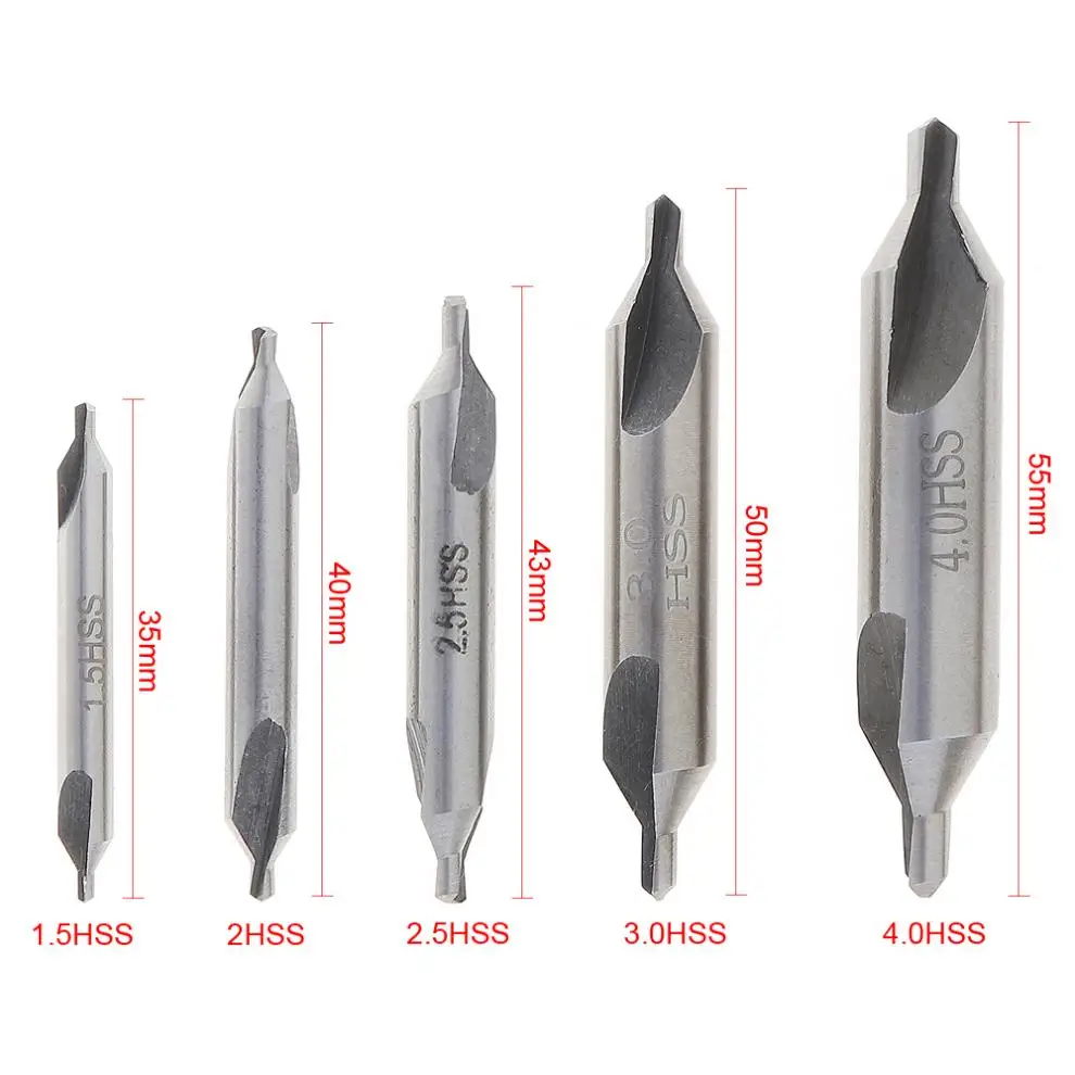 5 шт./лот прочный HSS Метрическая комбинированный центровочное сверло с 60 градусов угол слот и 1,5/2/2,5/3/4 мм бит для сверления дерева