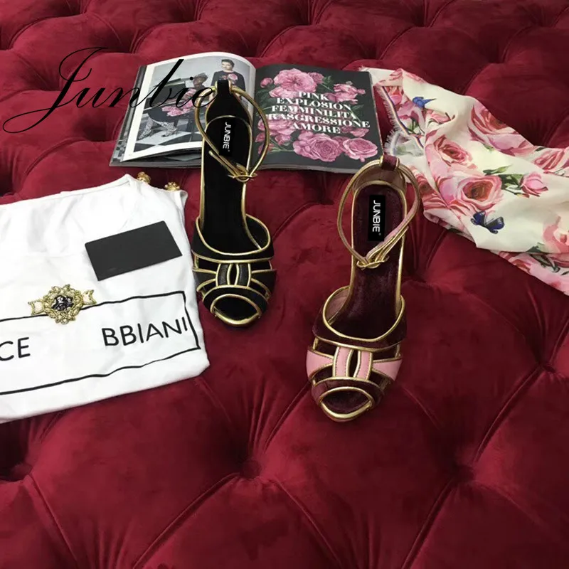 As Rosa Sandalias Correa Cuero Hebilla Tacón De Negro Sexy Tachonado Zapatos Genuino Las Alto Junbie Dedo Pic Mujer Mujeres as Verano Abierto Pic Del Floral Pie 8dBqwa