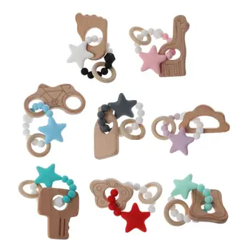 

Baby Nursing Bracelets Silicone Teether Loose Chew Beads Teething Rattles Toys Teether Montessori Bracelets