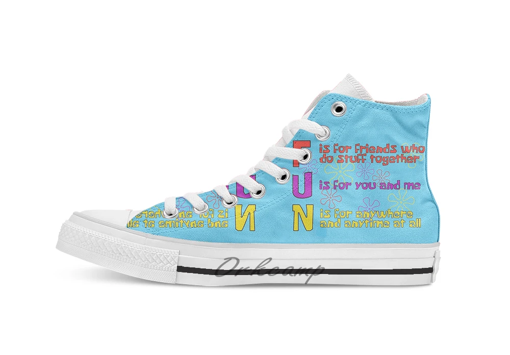 

F.U.N Song Spongebob Version Spongebob High Top Canvas Shoes Flat Casual Custom Unisex Sneaker Drop Shipping