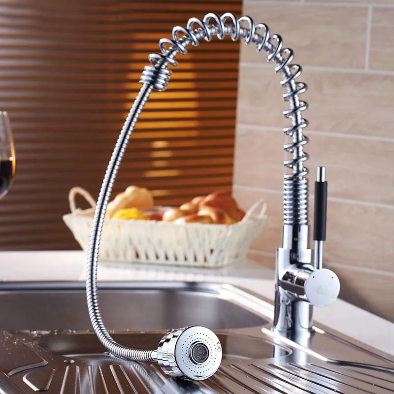 

Free Shipping Chrome Pull Out And Down Swivel Kitchen Mixer Vessel Sink Faucet Mixer Tap Cold Hot Water Tap Wholesale 2130361