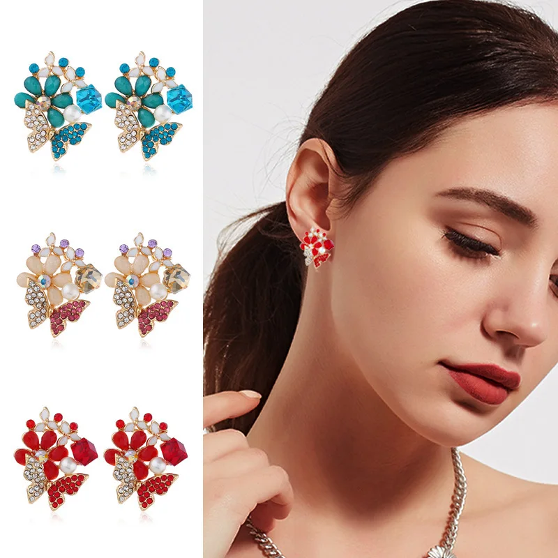 

Pendientes Real Oorbellen Of 2019 Butterfly Earrings Personality In Europe And The Original Set Auger Flower Hot Style