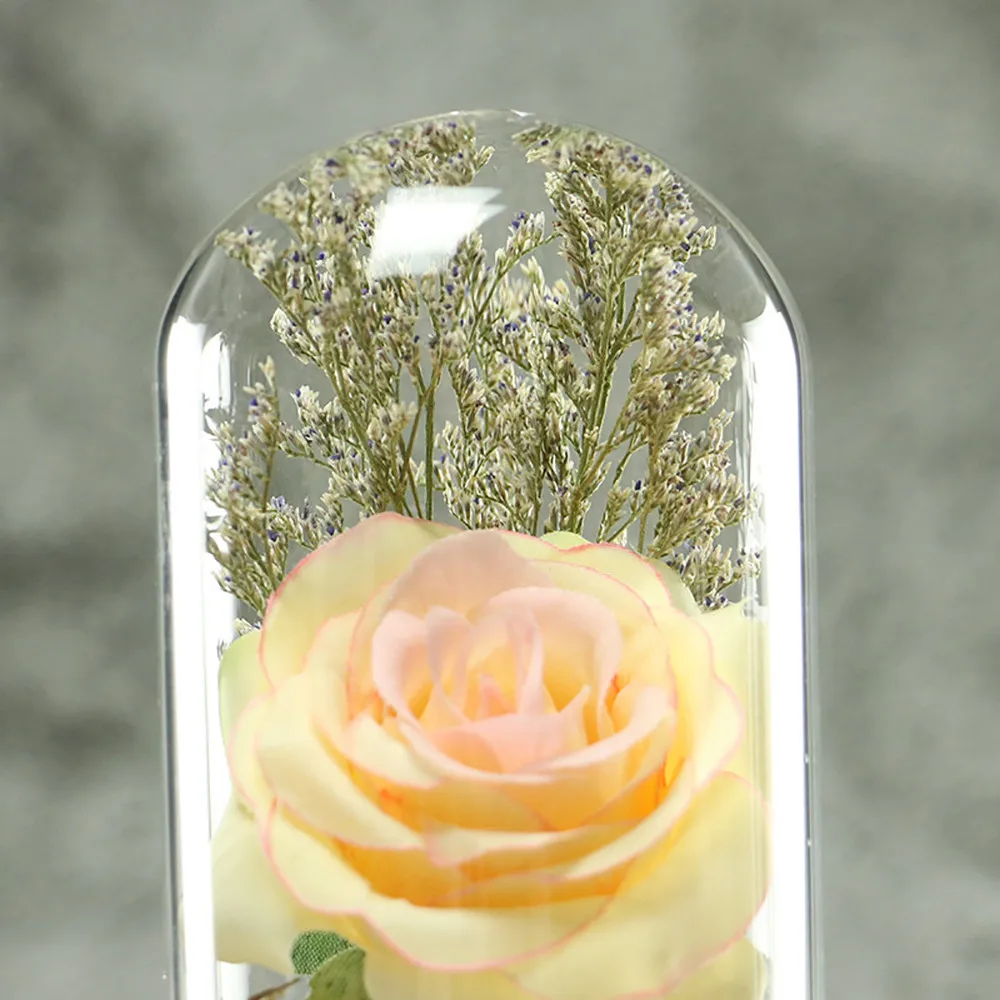 Романтический бессмертный цветок микро пейзаж Роза моделирование стекло тени светодиодный сигнал фермерский дом Декор Искусственные цветы - Цвет: Gradient