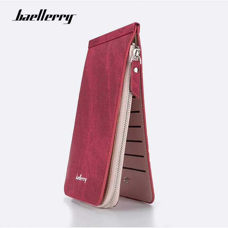 

Baellerry 2020 Luxury Wallet Women Leather Long Wallets Slim Designer Purse Zipper for Photo Cards Holder Fashion