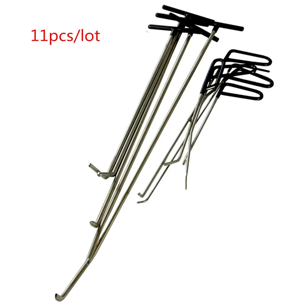 

11pcs PDR Hook Tools Push Rod Black Car Crowbar Paintless Dent Repair PDR Kits Ding Hail Puller Set