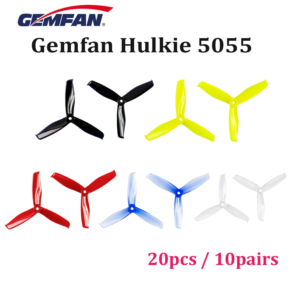 

10 pairs 20pcs Gemfan Hulkie 5055 3 Blade cw ccw Propeller prop compatible 2205 brushless motor for FPV Racing Drone Quadcopter