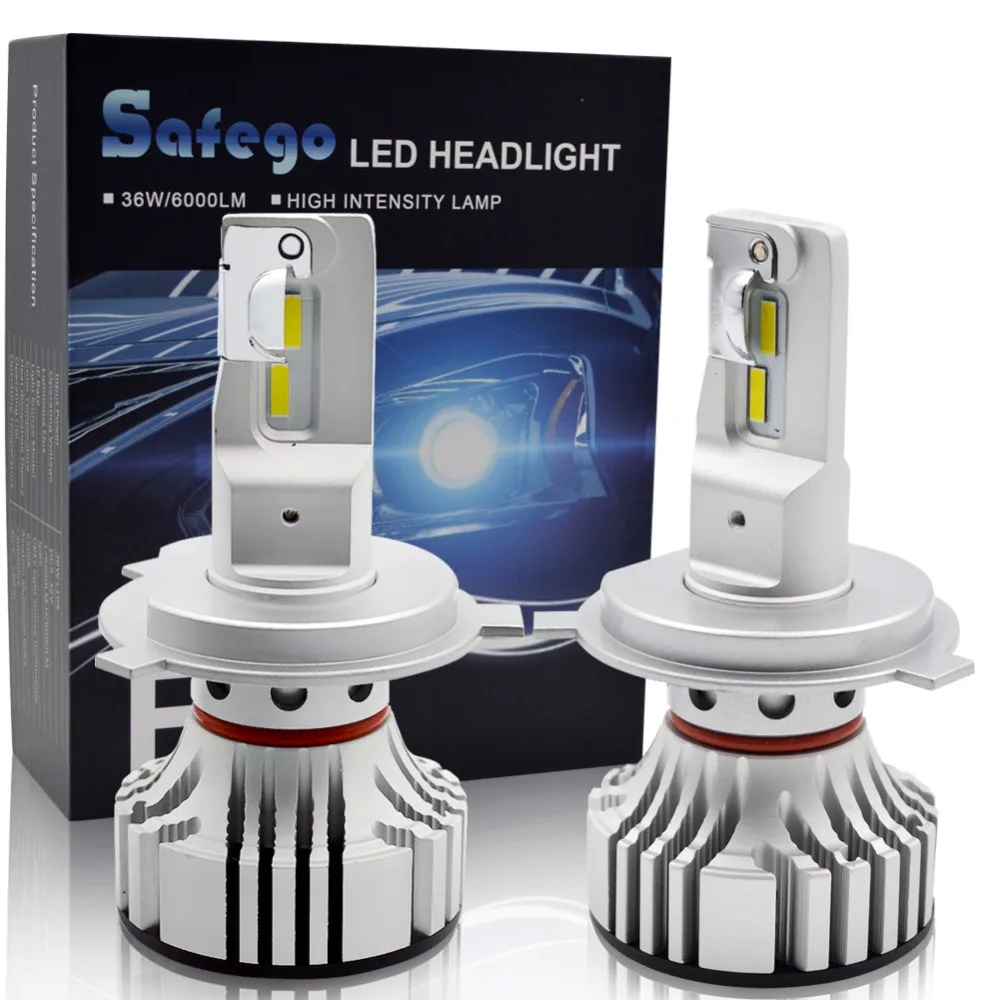 

Safego 36W H4 Hi/Lo Car LED Headlight Kit Bulbs H7 H8 H9 H11 9005 9006 4 Super Bright LED Chips 6000Lm Auto Bulb White