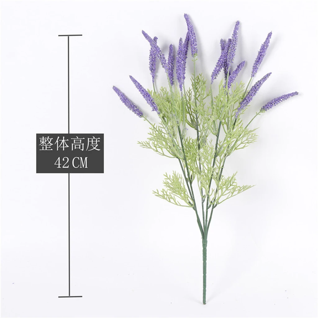 15 Heads Artificial Flowers Foam Lavender Bouquet Pot Plant for DIY Floral Art Flower Arrangement Home Balcony Party Decoration 