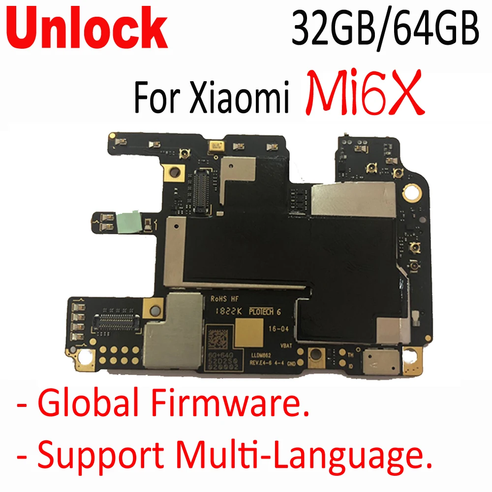 Оригинальная Многоязычная разблокированная материнская плата Xiaomi Mi6X Mi 6X m6x