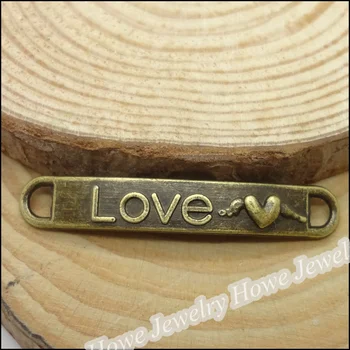 

65 pcs Charms love connector Pendant Antique bronze Zinc Alloy Fit Bracelet Necklace DIY Metal Jewelry Findings