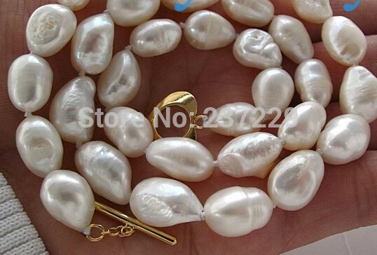 

Wholesale price FREE SHIPPING ^^^ White Baroque Freshwater Pearl Necklace 14KGP GP Toggle Clasp 18