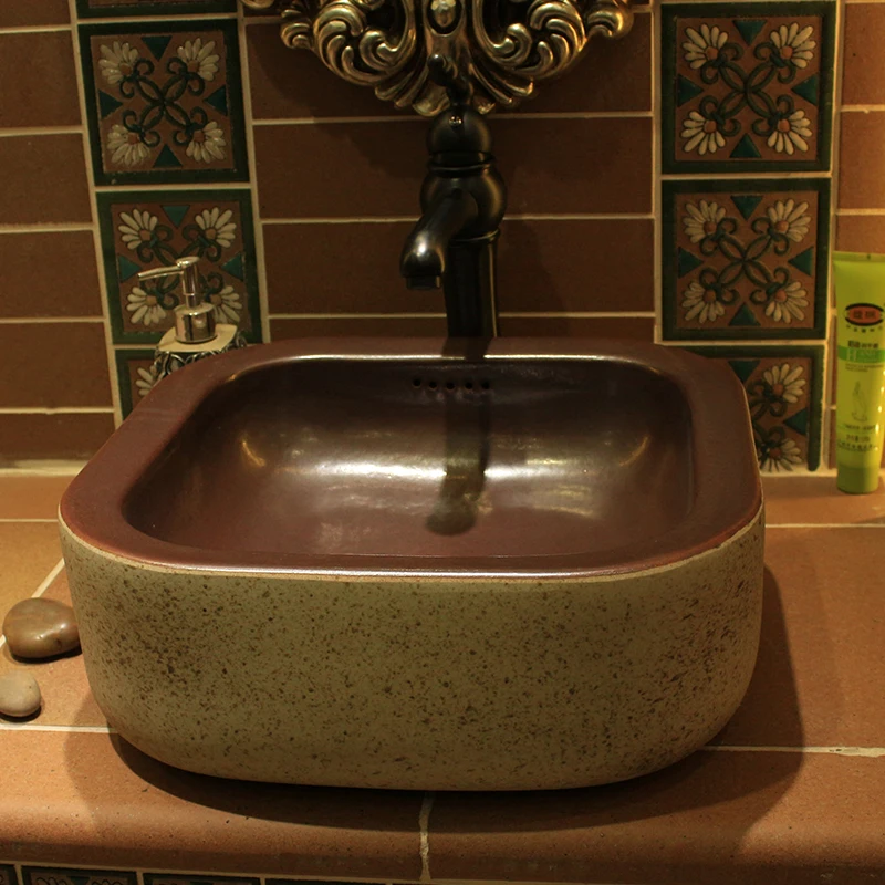 

Vintage square basin personalized wash basin counter basin bathroom cabinet wash basin