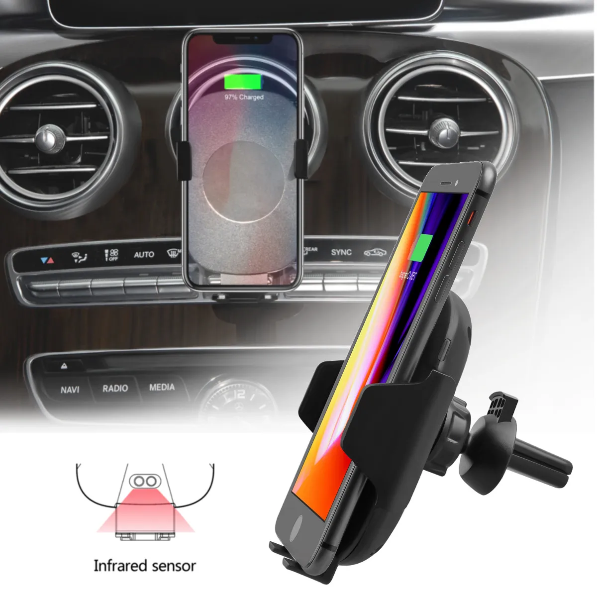 

10W QI Wireless Fast Charger Car Phone Air Vent Mount Holder Charging for Samsung for Galaxy S9 S9+ S8 S8+ S7 for Iphone X8 Plus
