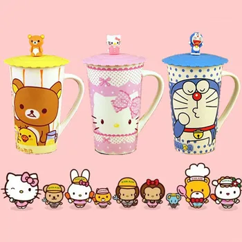 

Kitty ceramic mug with lid Doraemon cup Rilakkuma Cup Cartoon cup Gift for children