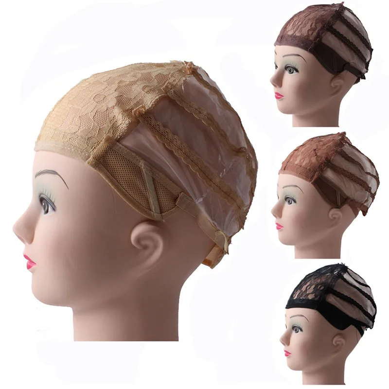 2pcs/lot Wig Caps For Making Wigs adjustable straps back swiss lace