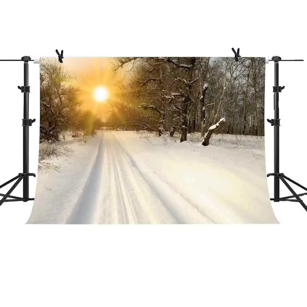 

MTMETY Vinyl Christmas Photography Backdrops Computed Printed Snow Sunshine World Snow Forest Photo Background for Photo Studio