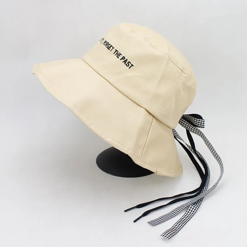 

2019 Cotton letter embroidery Bow big Bucket Hat Fisherman Hat outdoor travel hat Sun Cap Hats for girl and Women 511
