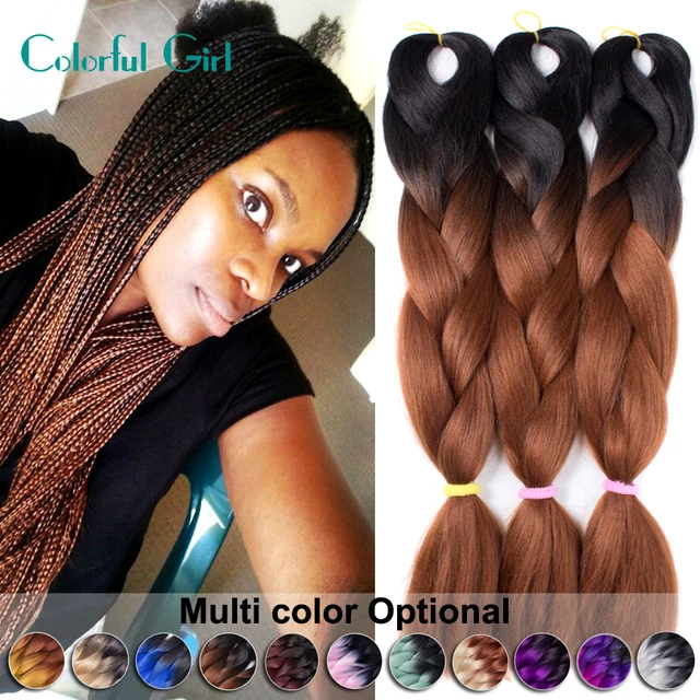 Two Tone Kanekalon Jumbo Braid 24Inch Xpression Braiding Hair Ombre