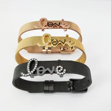 5 шт. модные ювелирные часы браслет, микро Pave CZ Любовь соеденитель шайб Шарм регулируемый браслет для рождественских подарков BG259