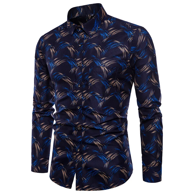 Men Autumn Printing Shirt Fashion Design Designer Shirt Men High