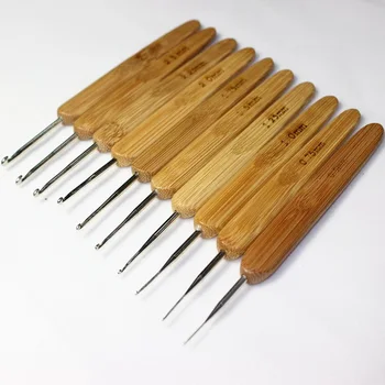 

DHL 200set high quality 10Pcs/set Sweater knitting Circular Bamboo Handle Crochet Hooks Smooth Weave Craft Needle