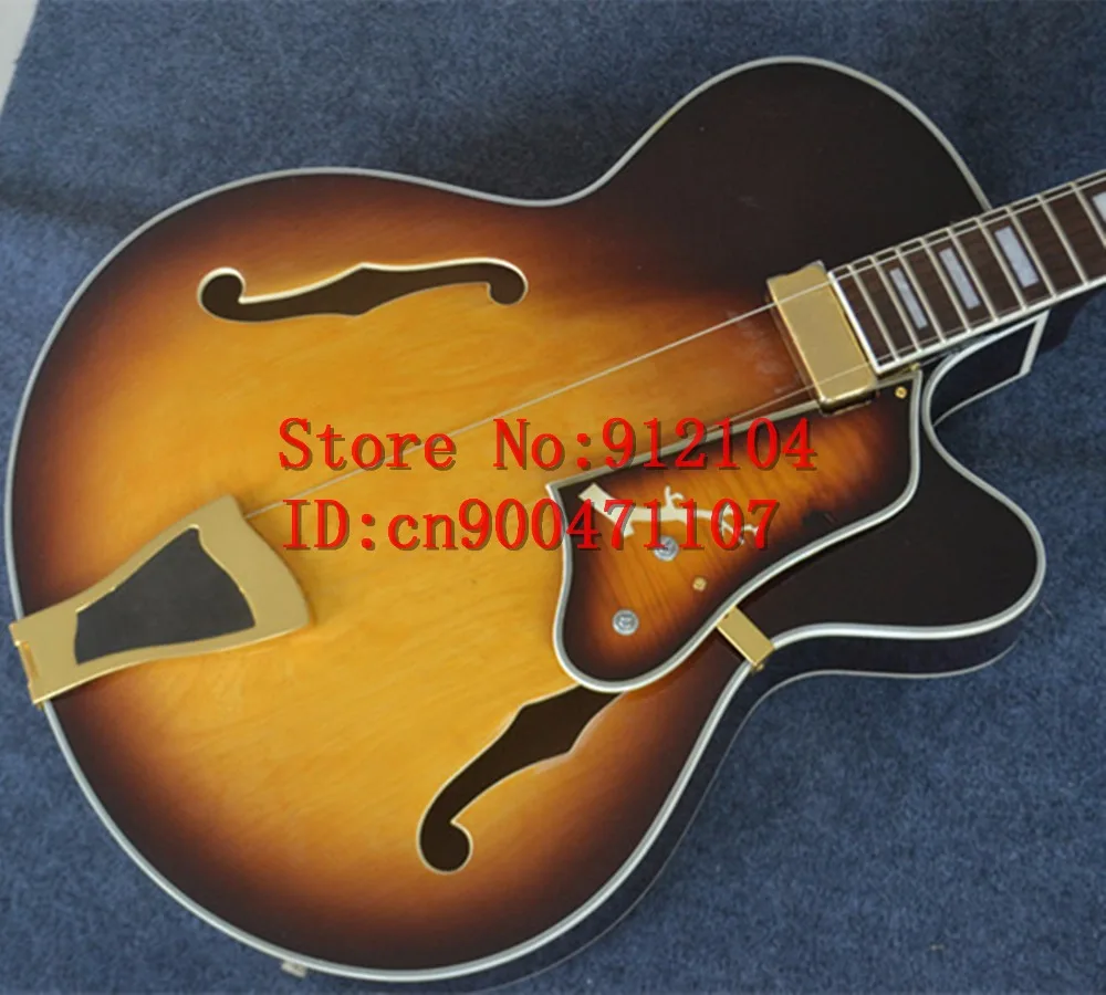 

free shipping customized new Big John hollow electric guitar in sunburst made in China F-3041