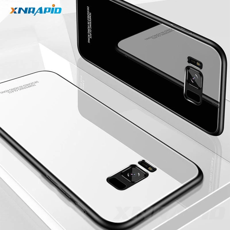 

XNRAPID luxury original hard glass mirror case for samsung galaxy note 8 9 note8 note9 silicone back coque phone cover etui