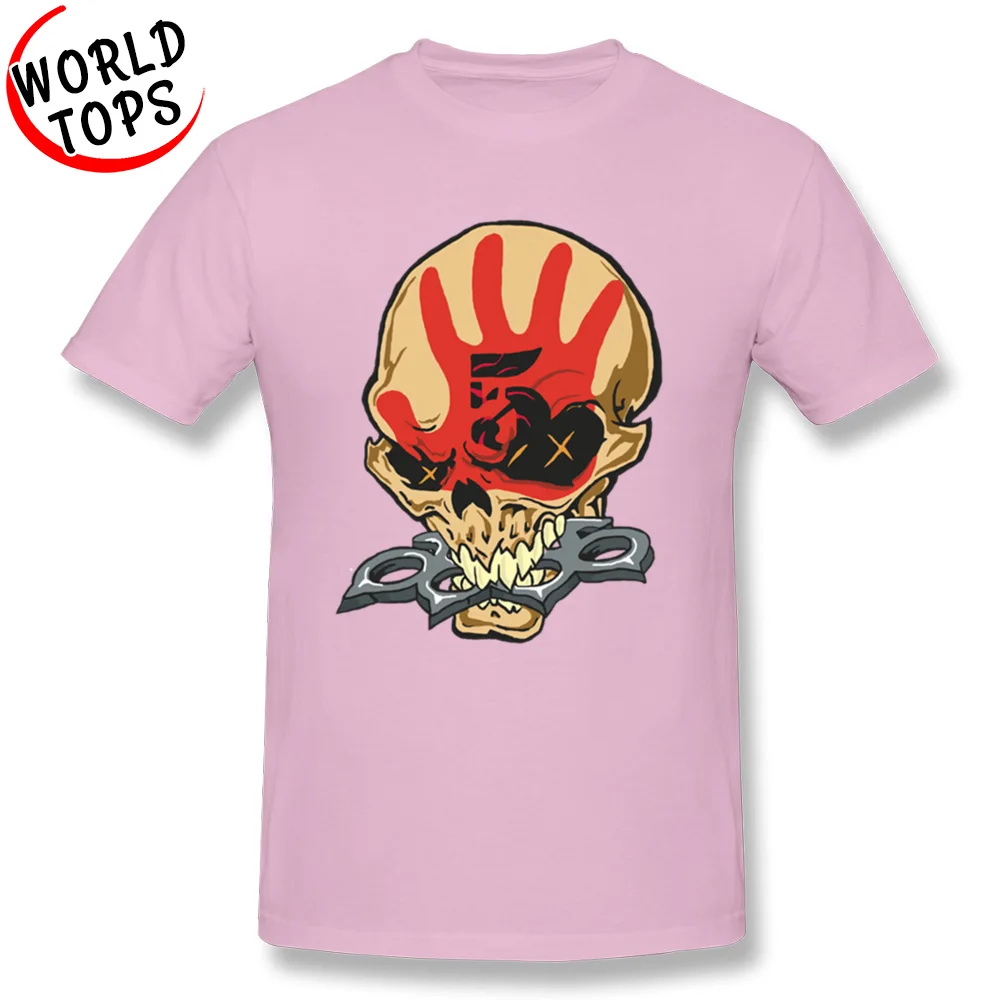 Casual Summer/Autumn Cotton Round Neck Tops & Tees Short Sleeve Unique Tops Shirts 2018 Fashion Design T Shirt five finger death punch Skull  pink