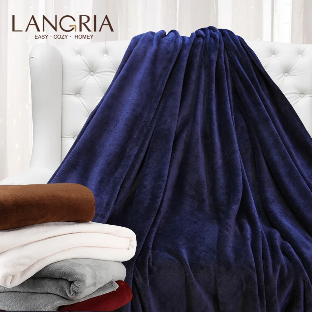 

LANGRIA Cozy Flannel Blanket Throw for Adults Kids Home Outdoor Travel Polyester Microfiber Wrinkle Resistant Anti-Fade