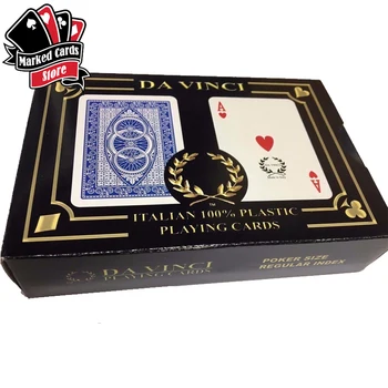 

Da Vinci 100% Plastic Marked Poker Cards Made In Italy, Red and Blue Invisible Playing Cards For Contact Lenses