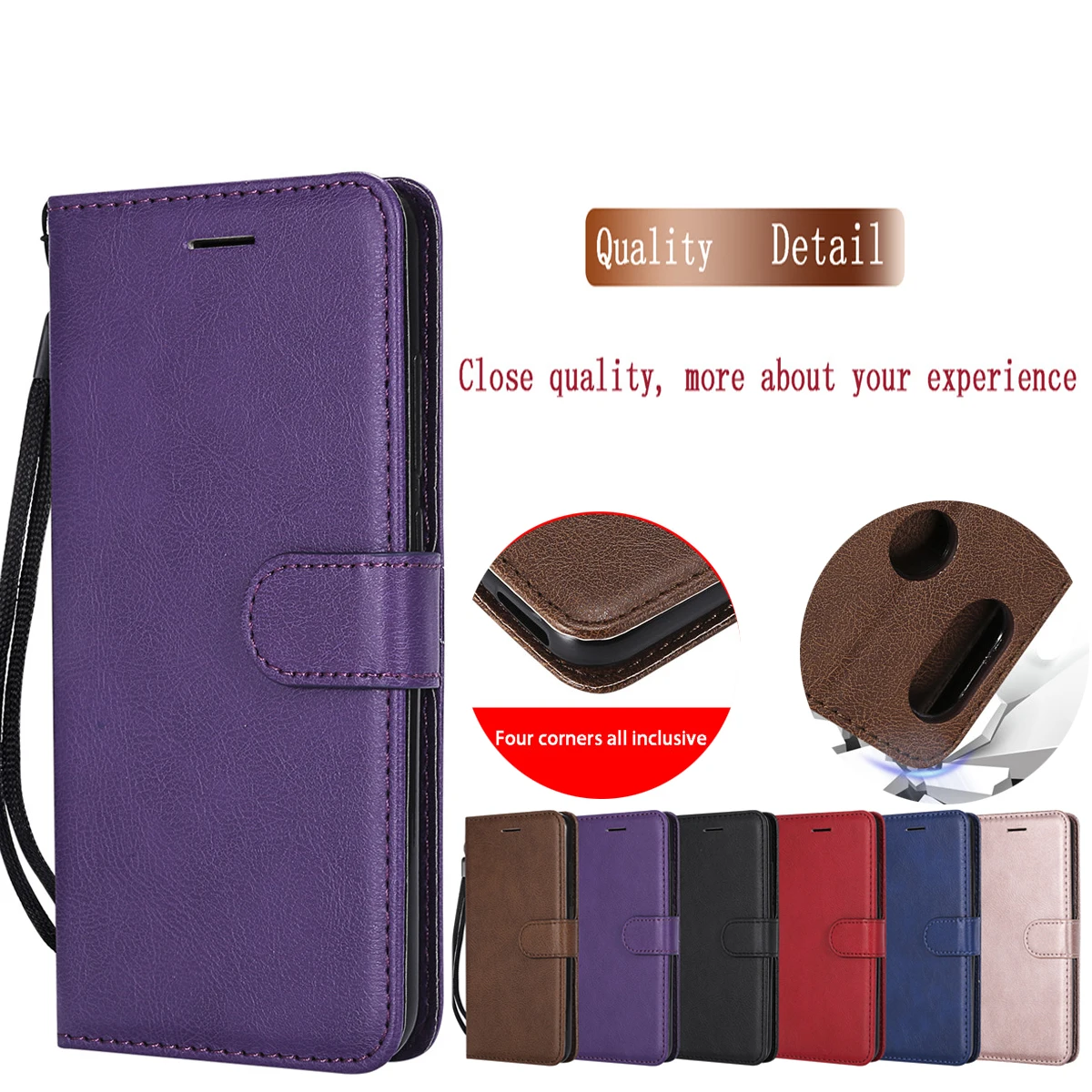 

For Xiaomi Red Note 6 Pro Business Solid Color Leather Xiaomi 4x 5x 6x Flip Cover Stander Card Slot Xiaomi Redmi Note6 Pro Case