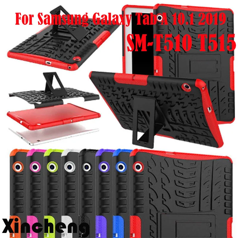 

Case for Samsung Galaxy Tab A 10.1 SM-T510 SM-T515 T510 T515 2019 Cover Heavy Duty Funda Slim Silicone Shockproof Stand Shell