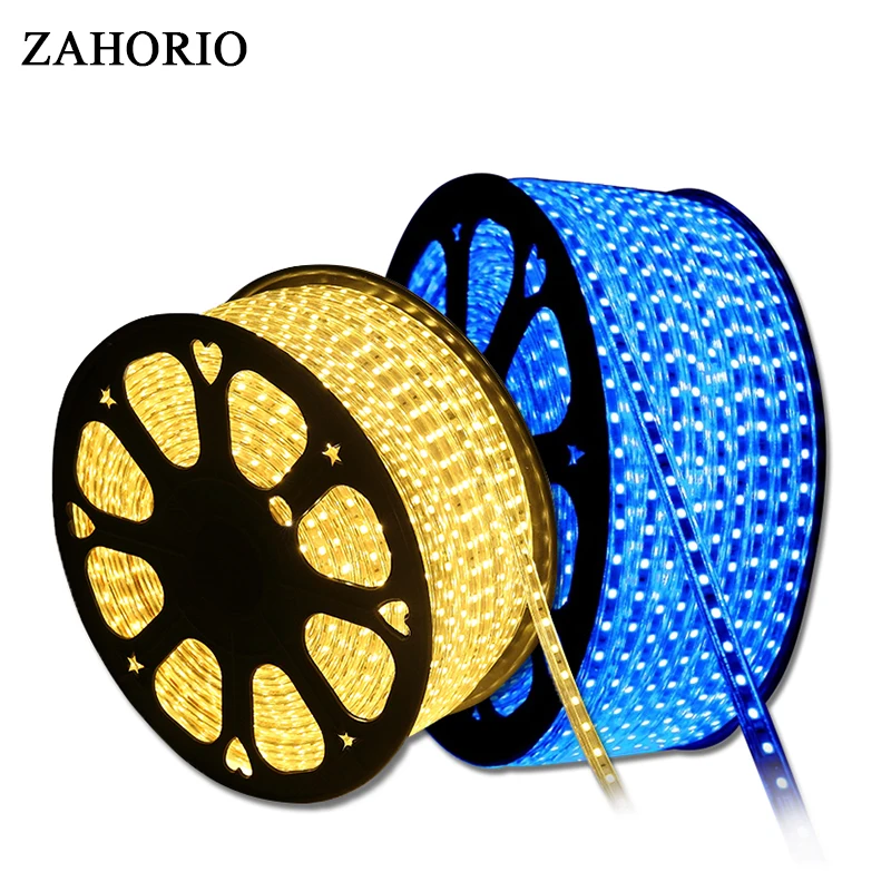 buy 5050 LED Strip light Waterpoof AC 220V SMD Tape 60 LEDs m Indoor amp; Outdoor Holiday Christmas Decor lighting String EU Plug 1 25M