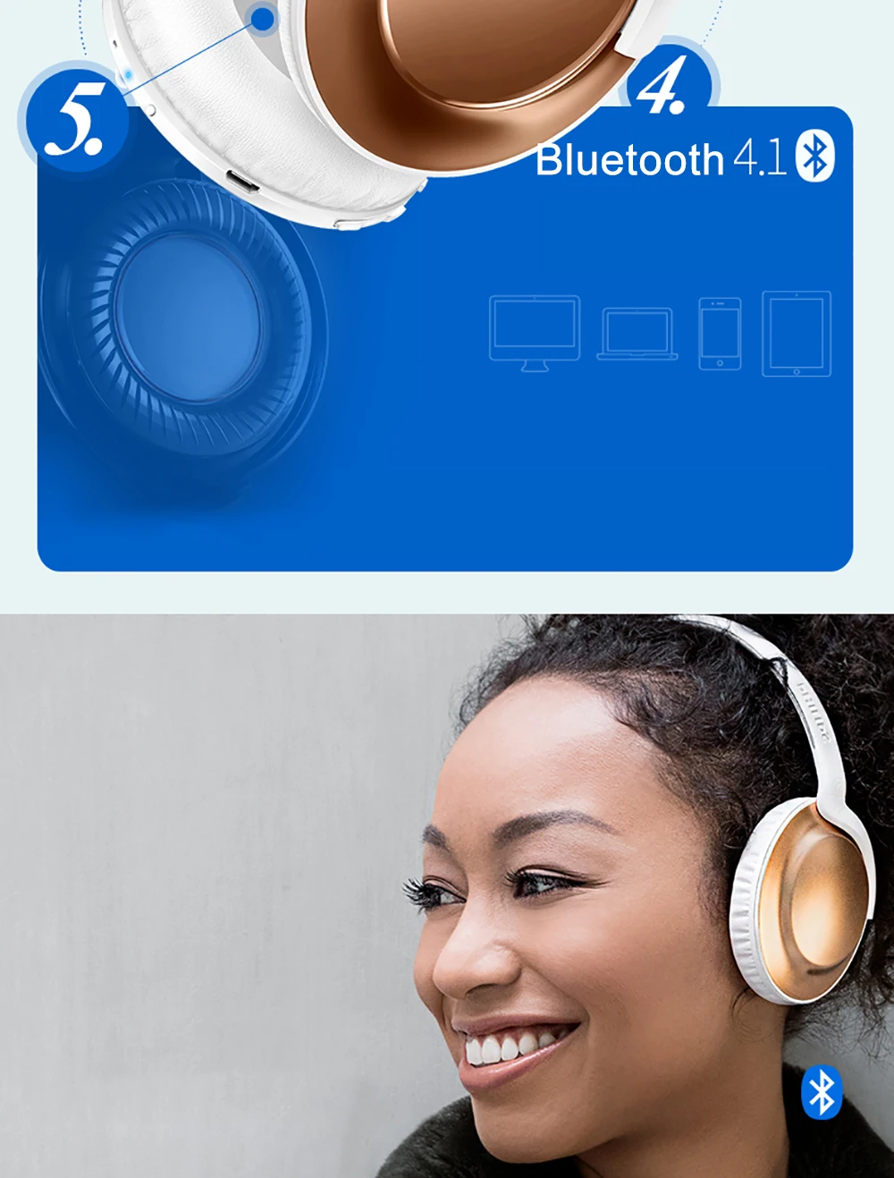 Philips SHB4805 Беспроводной гарнитура/Bluetooth наушники объем Управление стерео бас для IPhone X Galaxy Note 8