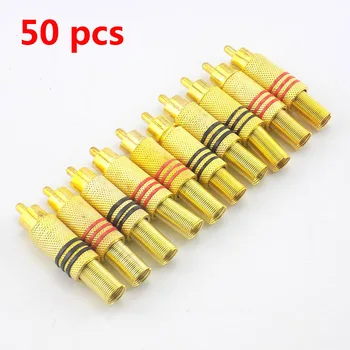 

50pcs Connector Video Locking Cable RCA Male Plug Adapter Non Solder Video IP Camera CCTV Camera Surveillance Security System