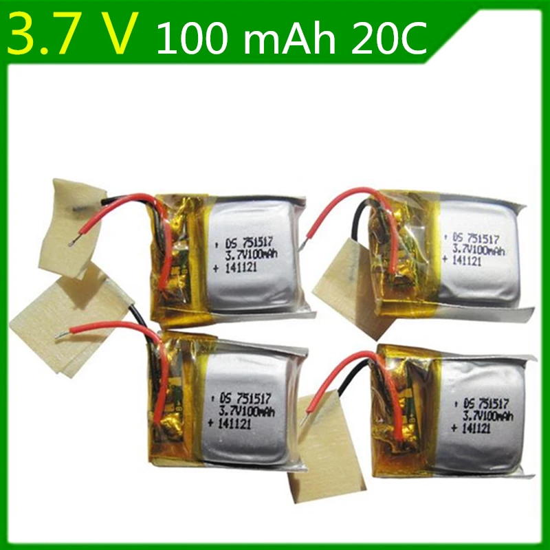 

2Pcs 3.7V 100mAh 751517 lithium polymer battery For Syma W25 JJ810 Remote Quadrocopter Lipo bettery 3.7V Lipo 3.7v