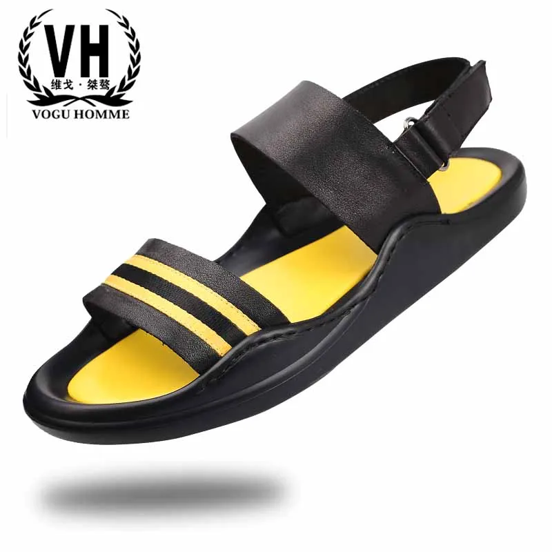 

summer outside men's Genuine Leather Rome sandals Sneakers Men Slippers Flip Flops casual Shoes beach outdoor anti-skid cowhide