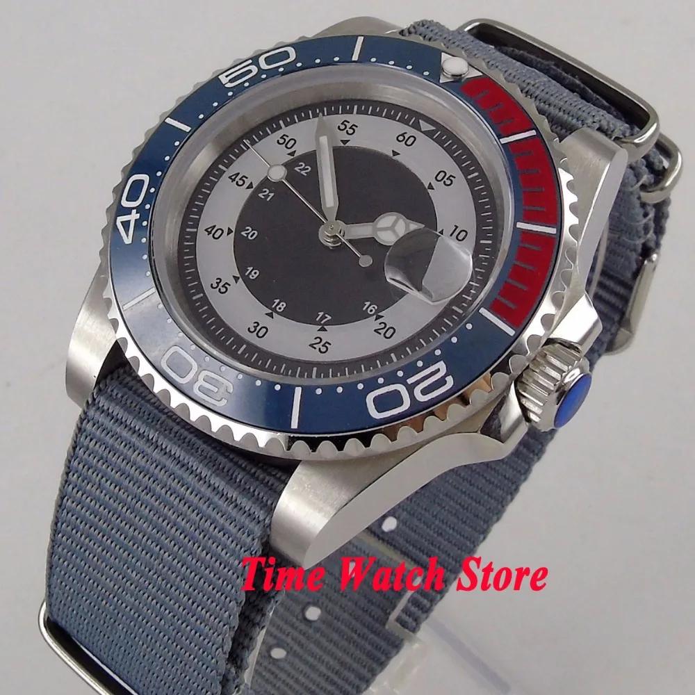 Luxury 40mm men's watch date magnifier luminous saphire glass ceramic