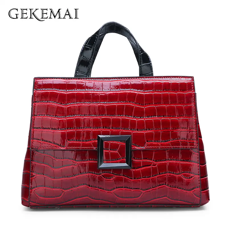

Casual Luxury Ladies Handbags Women's Bag Designer Patent Leather Female Shoulder Bag Stone Pattern Crossbody Bags for Women Sac