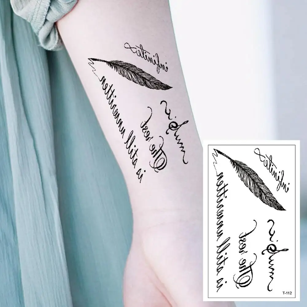 

T-112 Sexy feather letter fashion explosion section temporary tattoo sticker detachable waterproof body arm chest shoulder