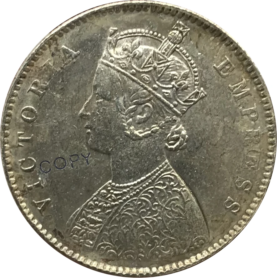 1886 индийская половина Rupee Victoria Queen предметы коллекционирования из мельхиора